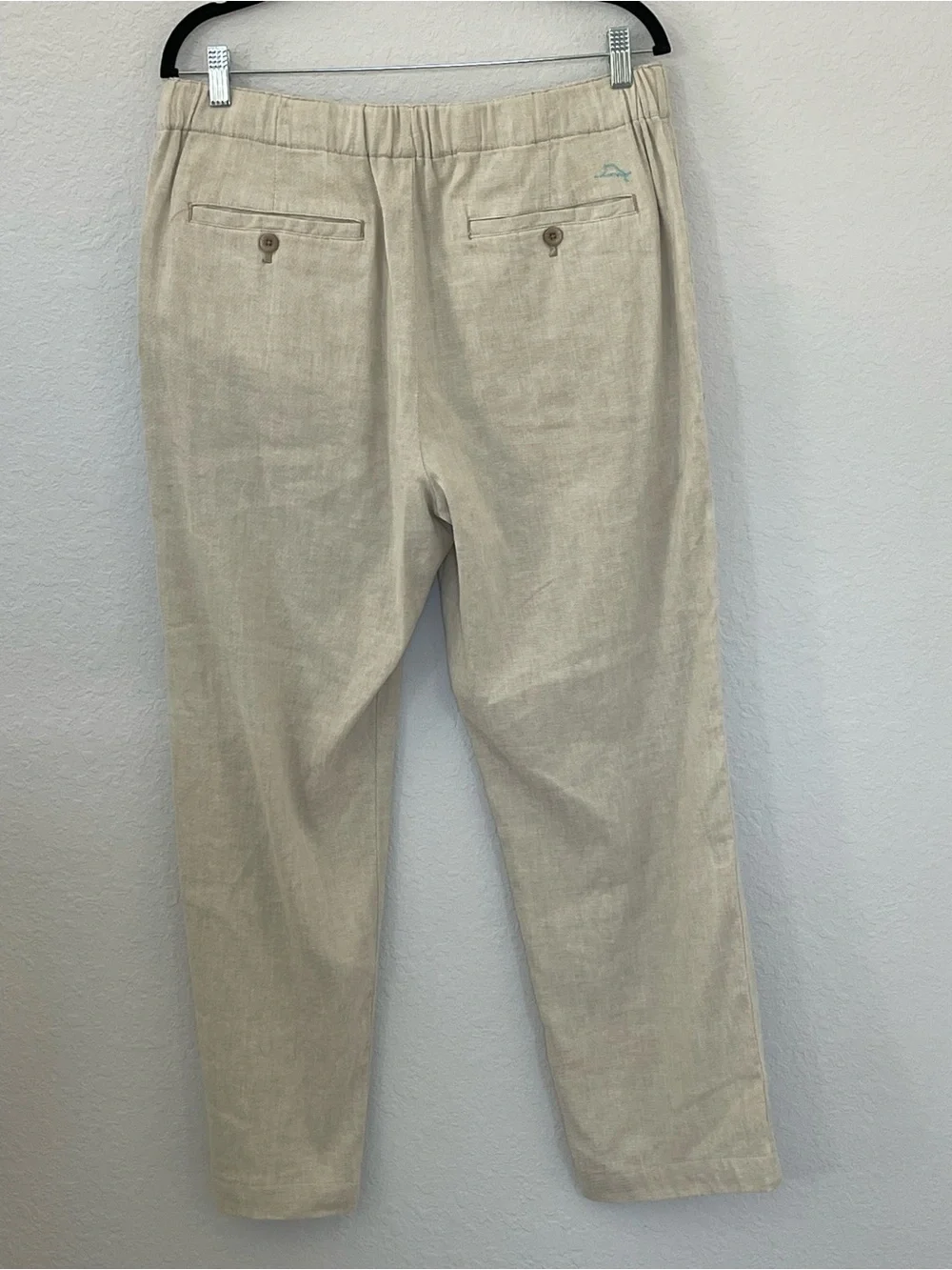 Tommy Bahama Men's L Linen Blend Pants Beige Elastic Waist Drawstring